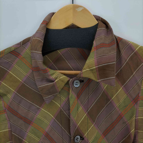 コムデギャルソン COMME des GARCONS 93AW 脱色期 別布再構築 ランダムチェック クレイジーロングシャツワンピース レディース  S
